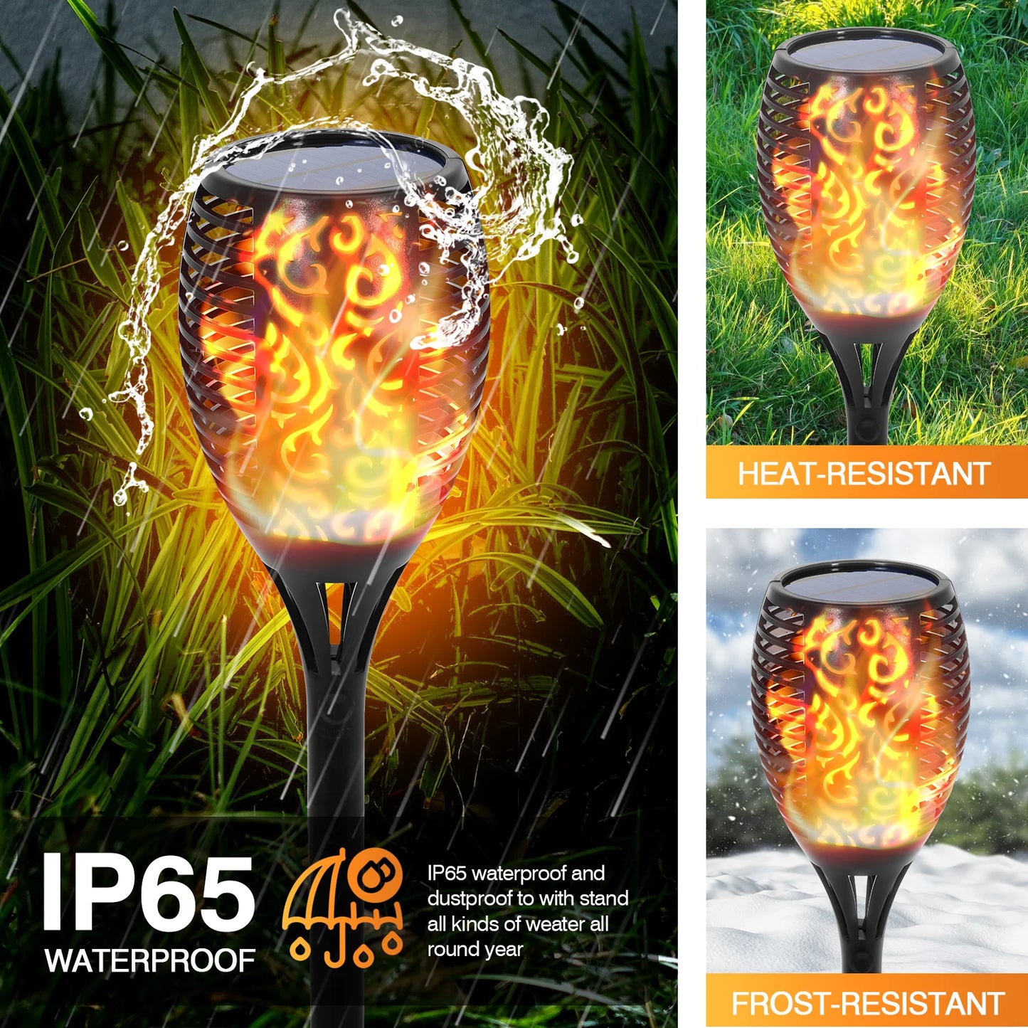 Solar Flame Torch Lights 96 LEDs Waterproof Landscape Pathway