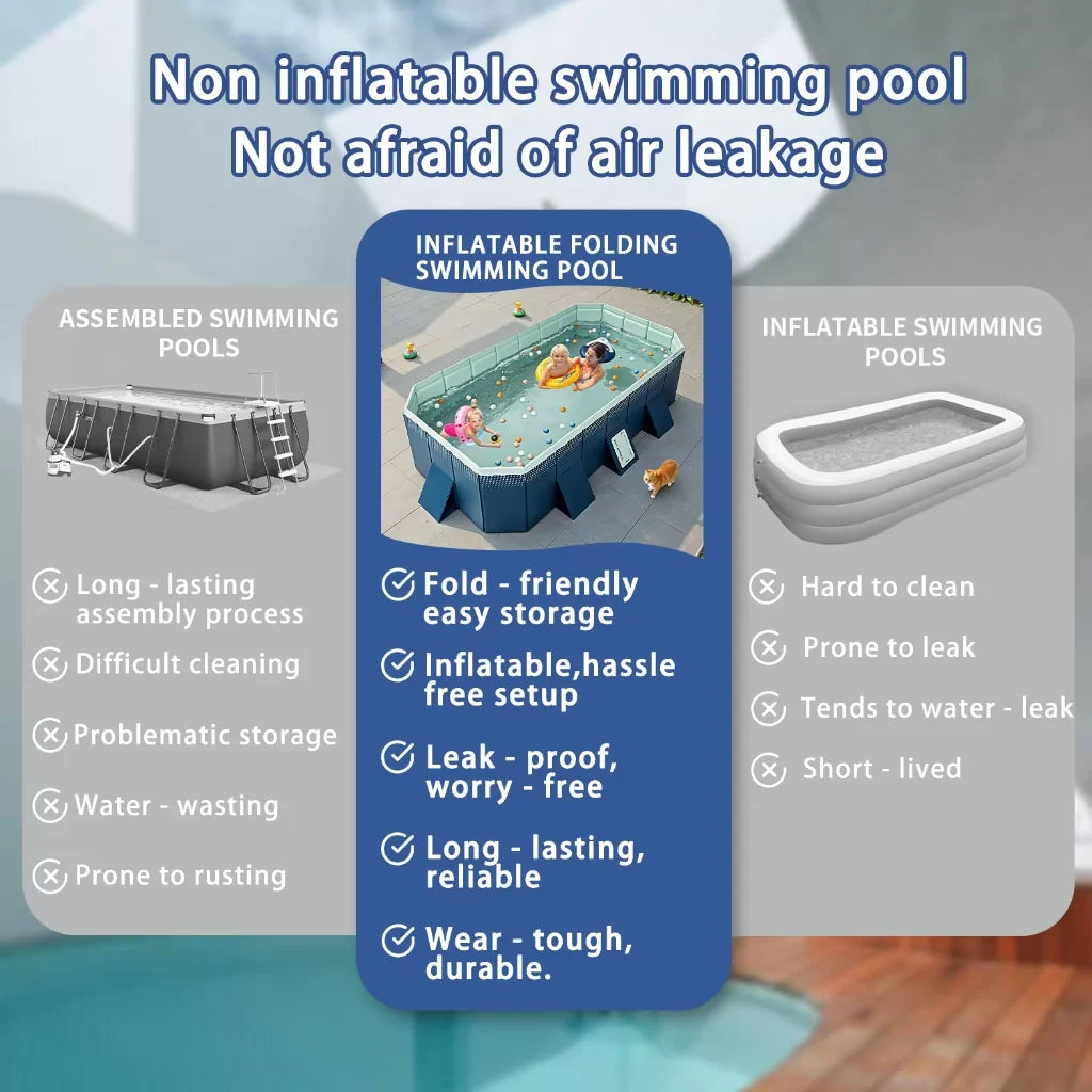 Outdoor Swimming Pool Foldable Big Capacity Non-Inflatable Family Pool Thickened Wear-Resistant for Summer Water Party  Fun in the Sun