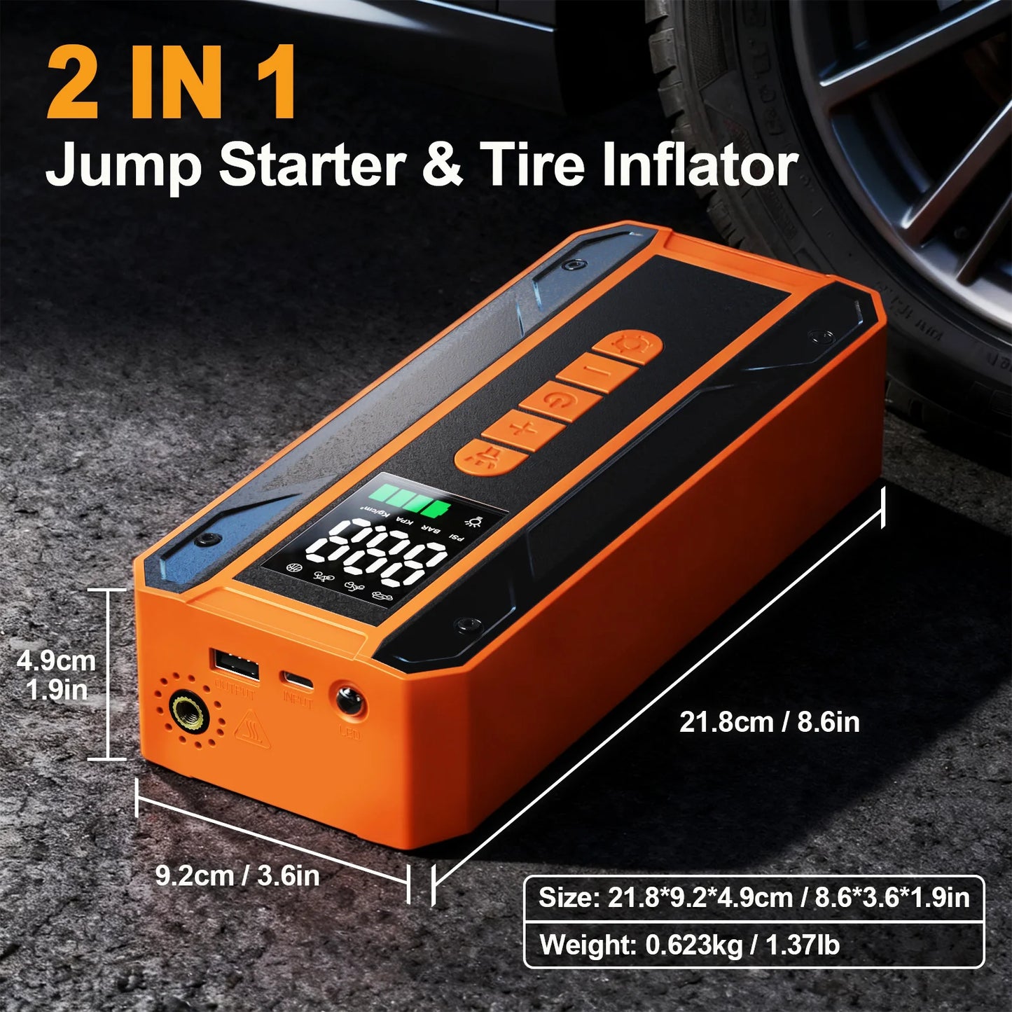 SBAOH 3000A Jump Starter and 150 PSI Cordless Air Pump