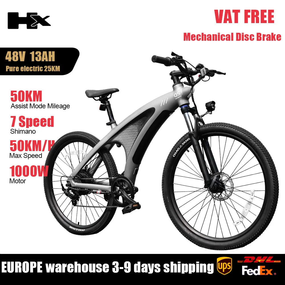HX Q5 Ebike 2000W Torque Sensor Adults Electric Bike 85Nm 57KM/H Electric Bicycle 27.5“ Removable Battery Electric Mountain Bike