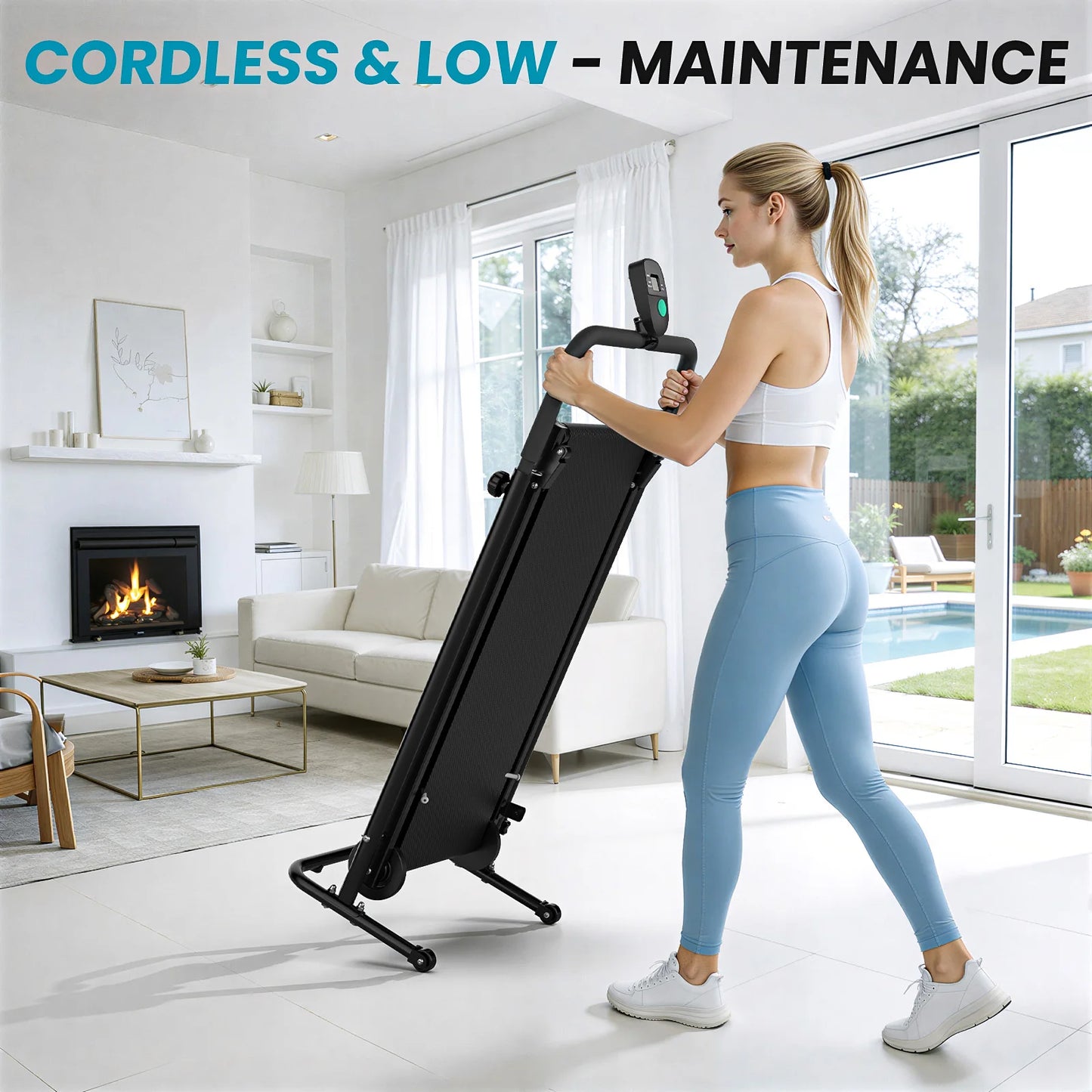 Akluer Non-Motorized Foldable Workout Treadmill - Dual Flywheel with Fixed Incline, LCD Monitor, Slip-Resistant Belt & Comfort Foam Grips for Small Home and Apartment Gym Use
