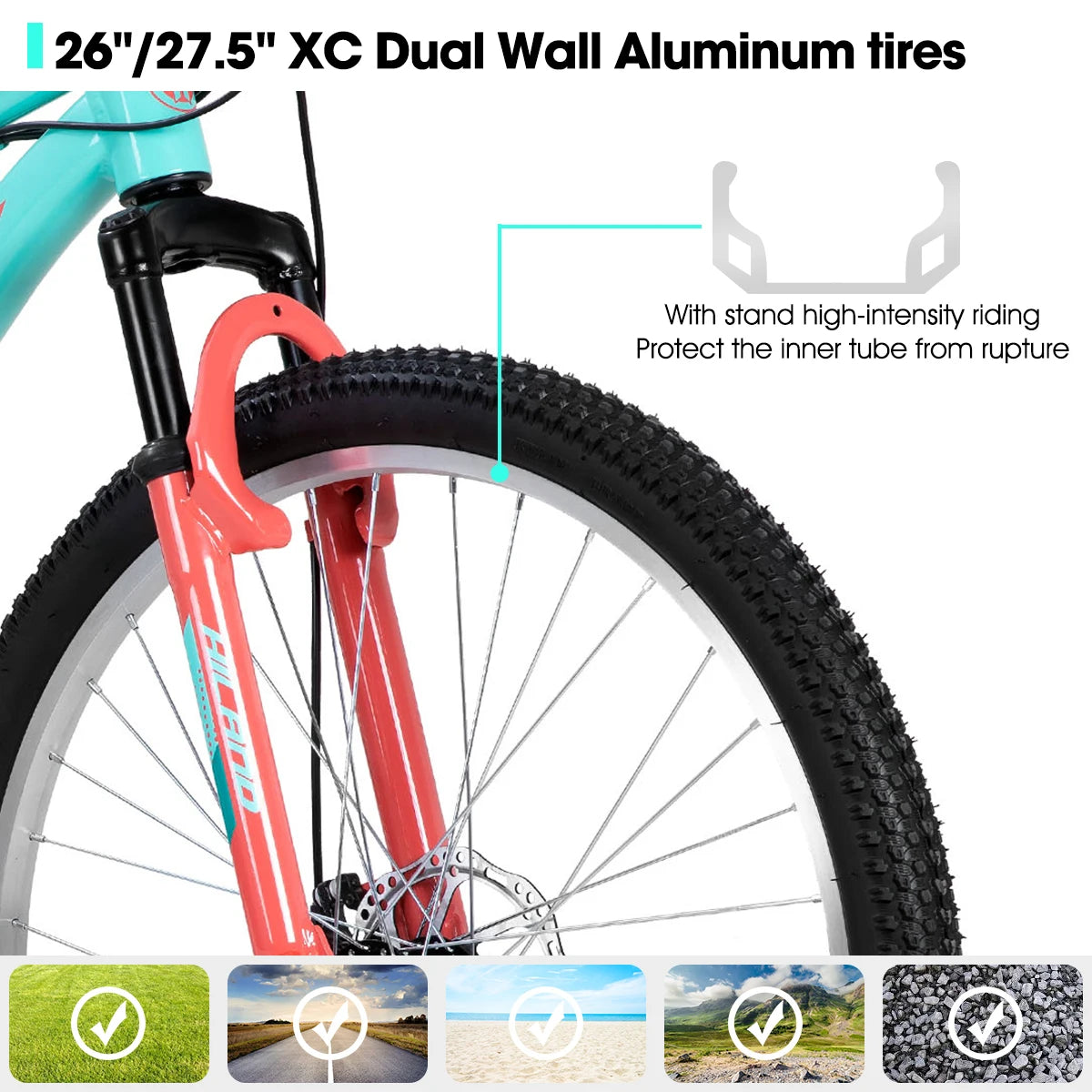 HILAND Mountain Bike for Women, 21 Speed Front Suspension