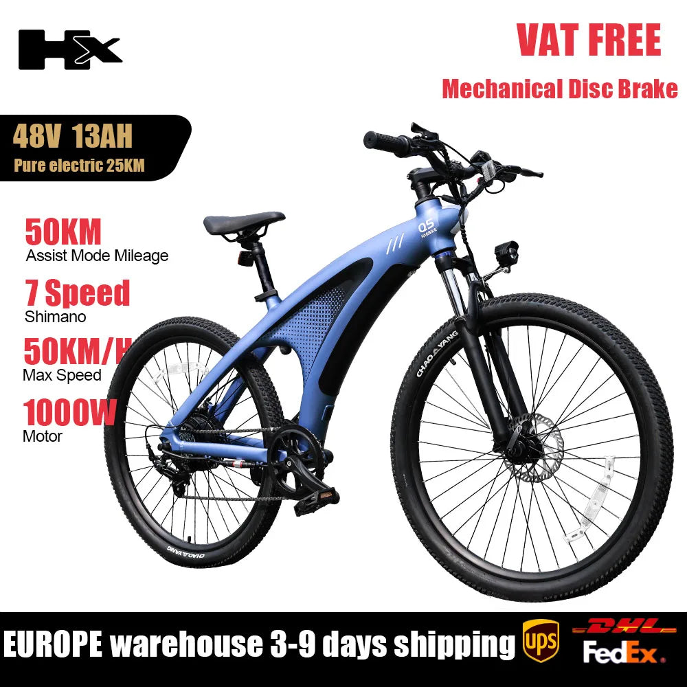 HX Q5 Ebike 2000W Torque Sensor Adults Electric Bike 85Nm 57KM/H Electric Bicycle 27.5“ Removable Battery Electric Mountain Bike