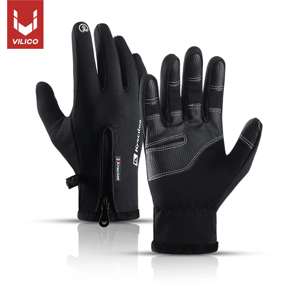 Zipper Winter Gloves for Men Women, Thermal Touchscreen Gloves Waterproof Windproof for Cycling, Skiing, Running & Cold Weather
