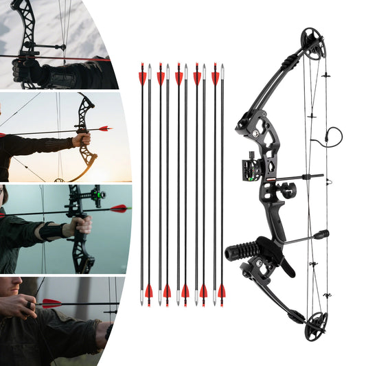 Right Handed Compound Bow Kit with 12 Arrows Competition Compound Bow Archery Equipment for Adults and Beginners,Weight 30-55lbs