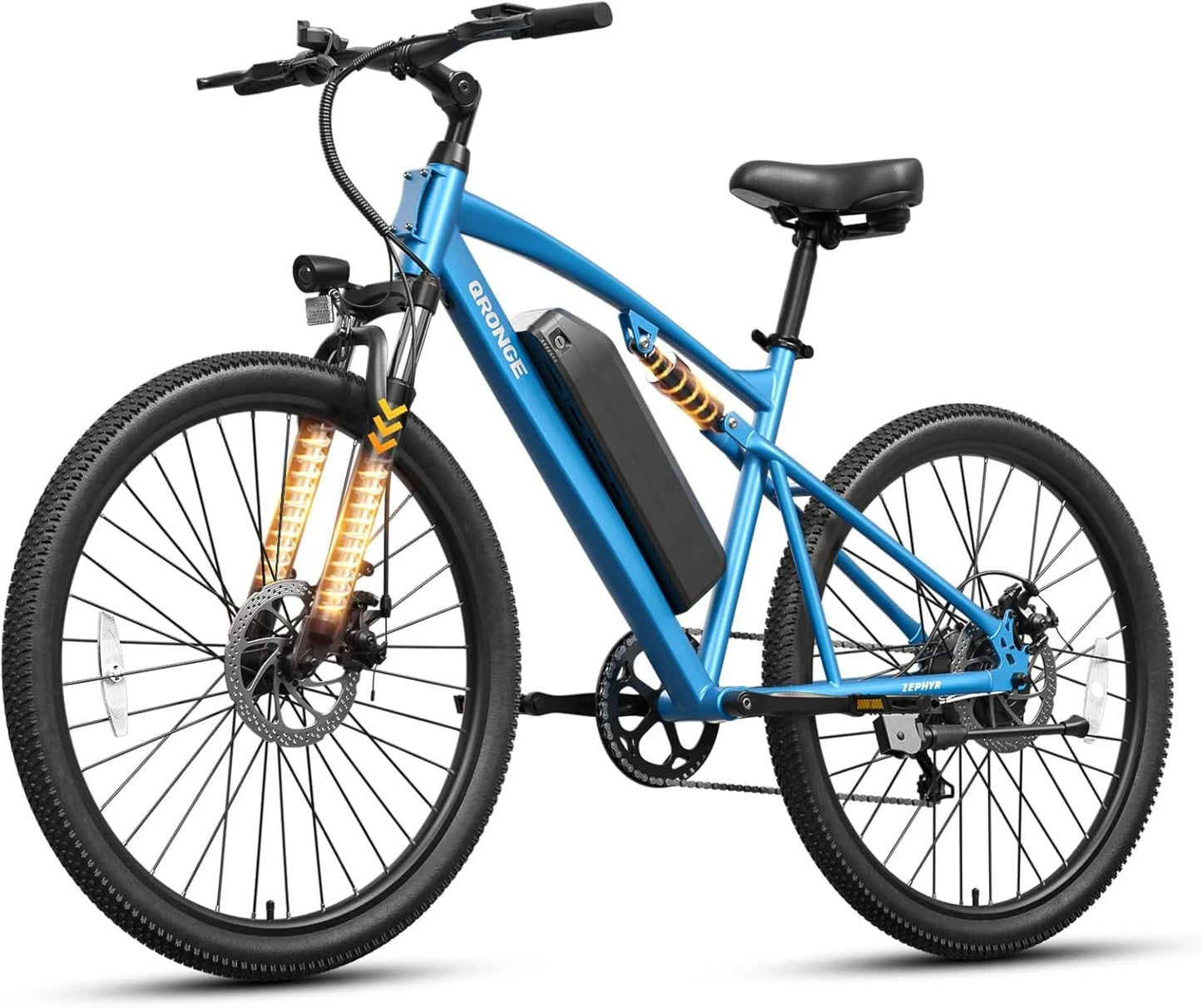 QRONGE Zephyr Electric Bike for Adults 1000W Peak Motor 486Wh Battery Mountain Electric Bicycle 26'' Tire Full Suspension E-bike