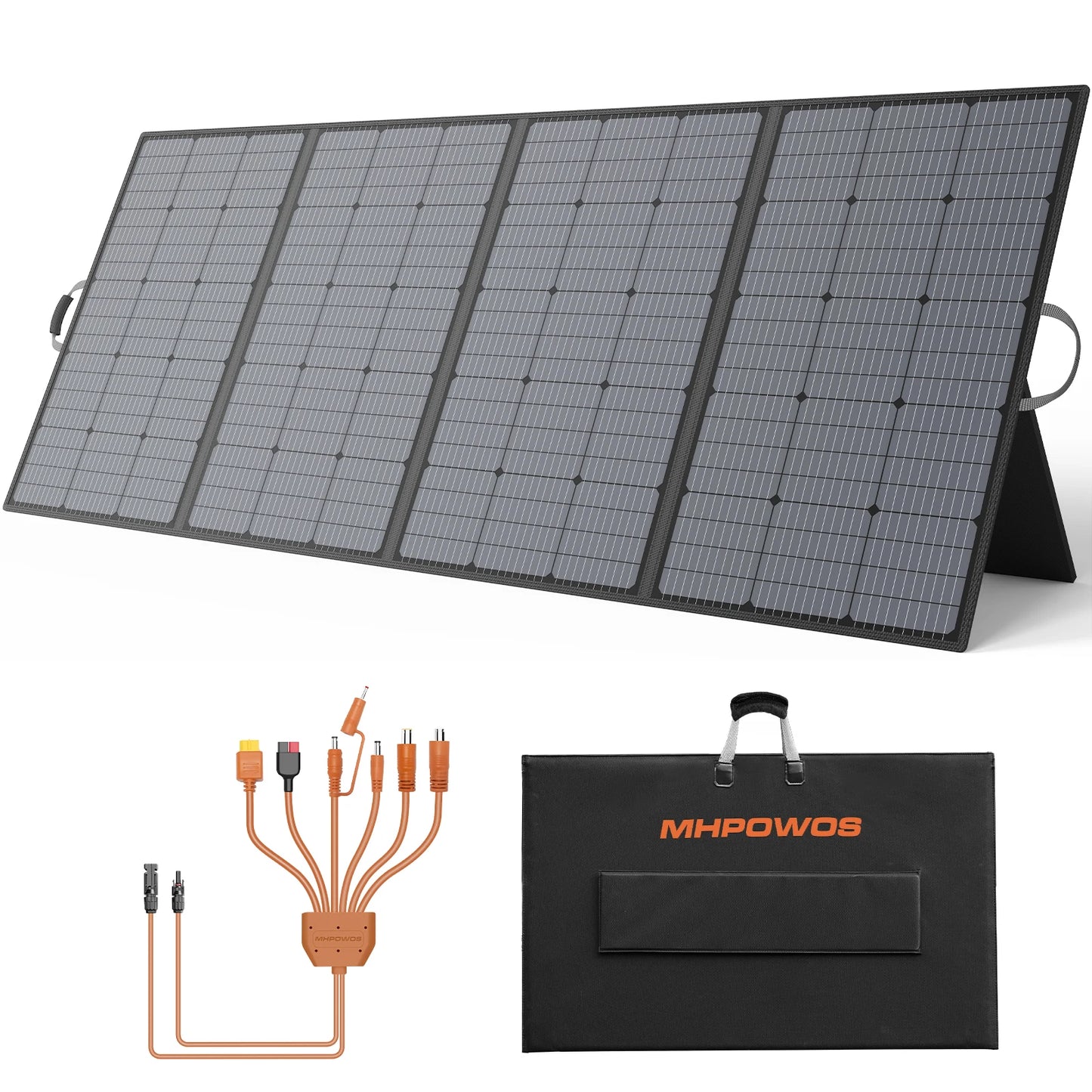 MHPOWOS 400W Portable Solar Panel for Power Stations Foldable Solar Handbag with Kickstands for Solar Generators, RVs, Camping