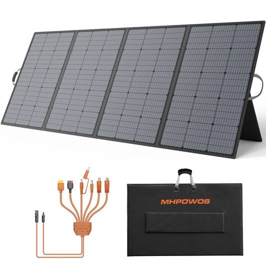 MHPOWOS 400W Portable Solar Panel for Power Stations Foldable Solar Handbag with Kickstands for Solar Generators, RVs, Camping