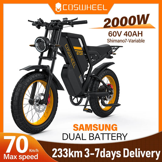 COSWHEEL GT20 Max Electric Motorcycles 2000W Brushless Gearless Motors 60V40AH Lithium Battery Speed 70Kmh Adult Off Road Ebike
