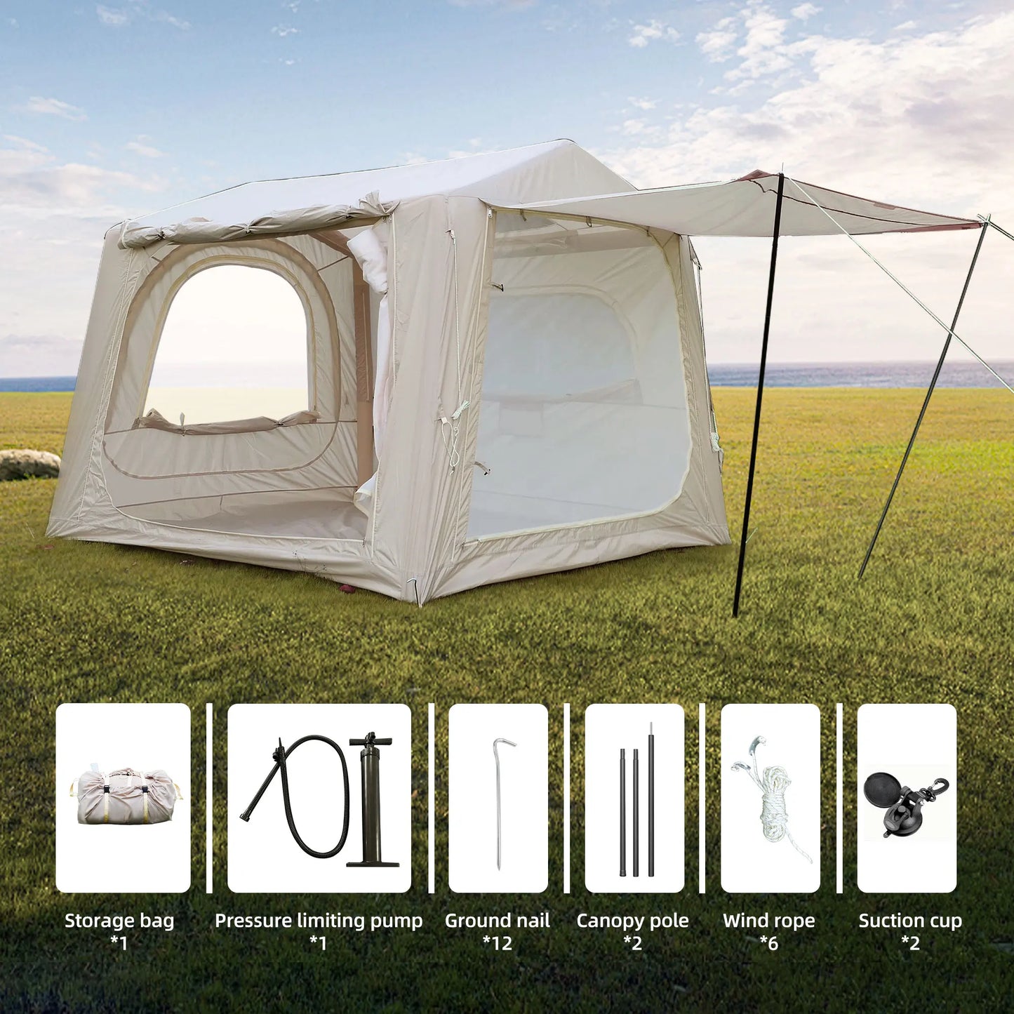 Inflatable Camping Tent With Easy Setup Waterproof Air Glamping Tent