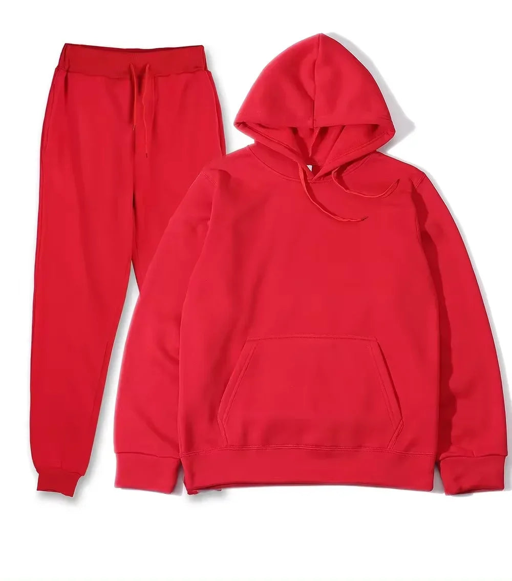 Winter Tracksuit Women Two Piece Set Hooded Sweatpants Casual Sportswear