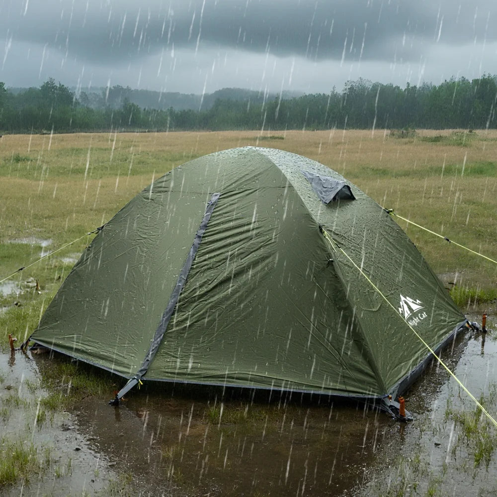 Night Cat 2-Persons Backpacking Tent: Waterproof Lightweight Camping Tent for Two People Hiking Outdoor Mountain with Aluminum Poles and Rainfly
