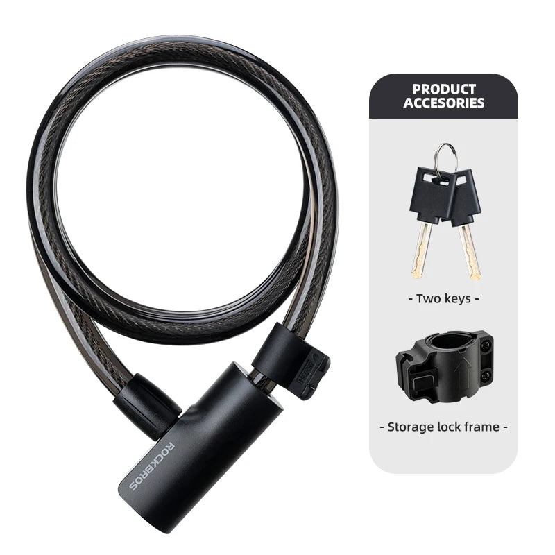 ROCKBROS Bicycle Lock Portable Anti-theft Zinc Alloy Chain Lock MTB Road Cycling Motorcycle Electric Scooter Bike Accessories