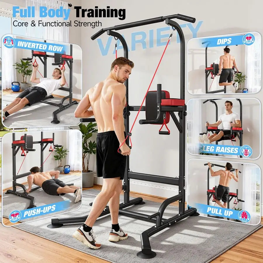 MBVM Power Tower Pull Up Bar Station 450LBS Fitness Equipment
