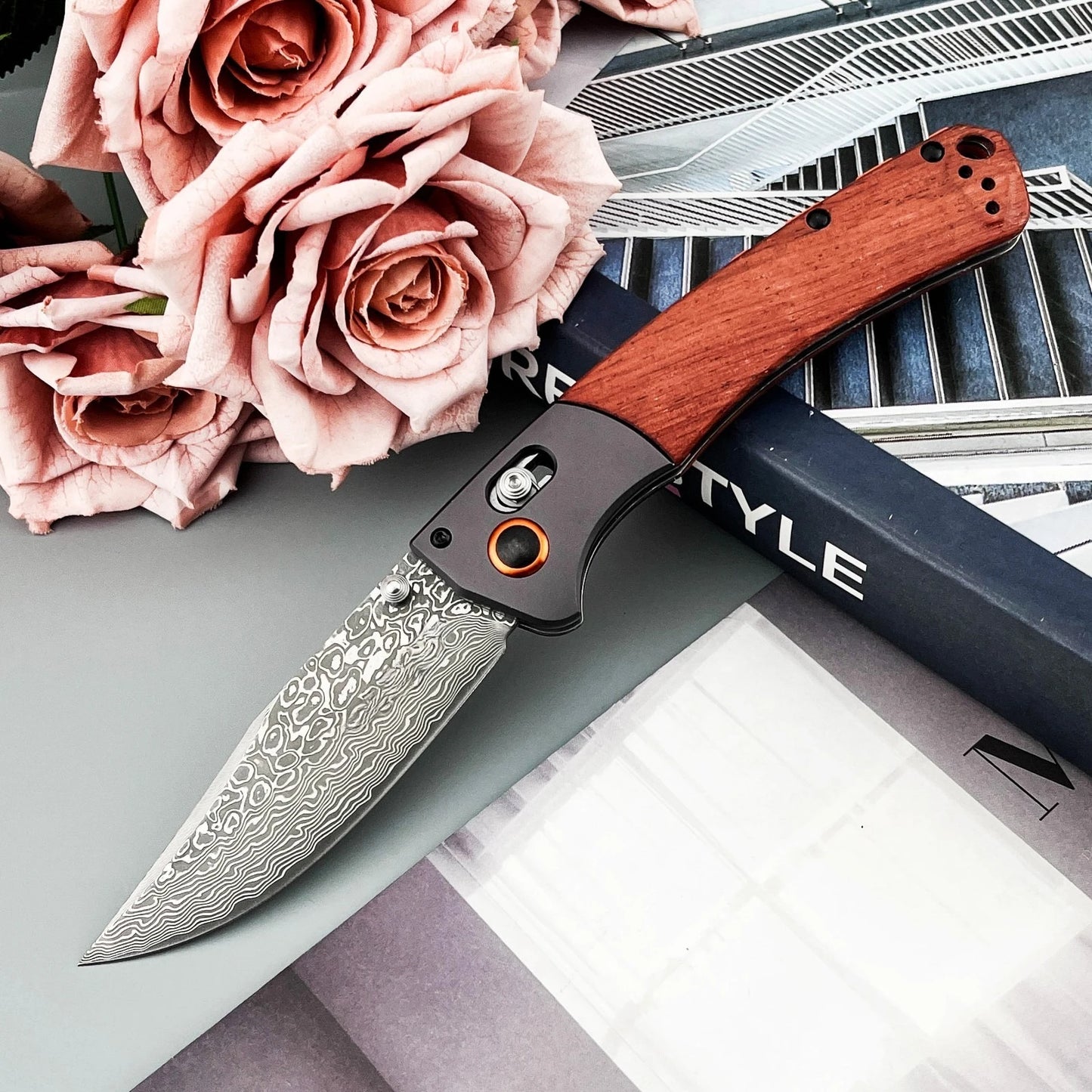 DIY Supplies Damascus Folding Knife EDC Outdoor Pocket Knife