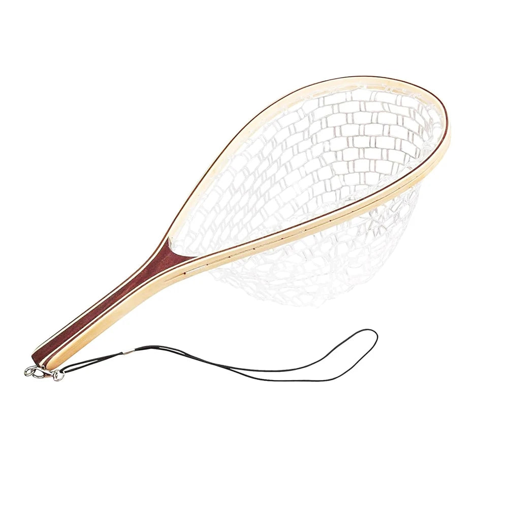 HiMISS Trout Fly Fishing Net With Wooden Handle for Release