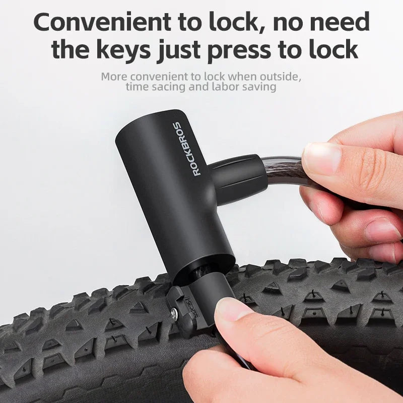 ROCKBROS Bicycle Lock Portable Anti-theft Zinc Alloy Chain Lock MTB Road Cycling Motorcycle Electric Scooter Bike Accessories