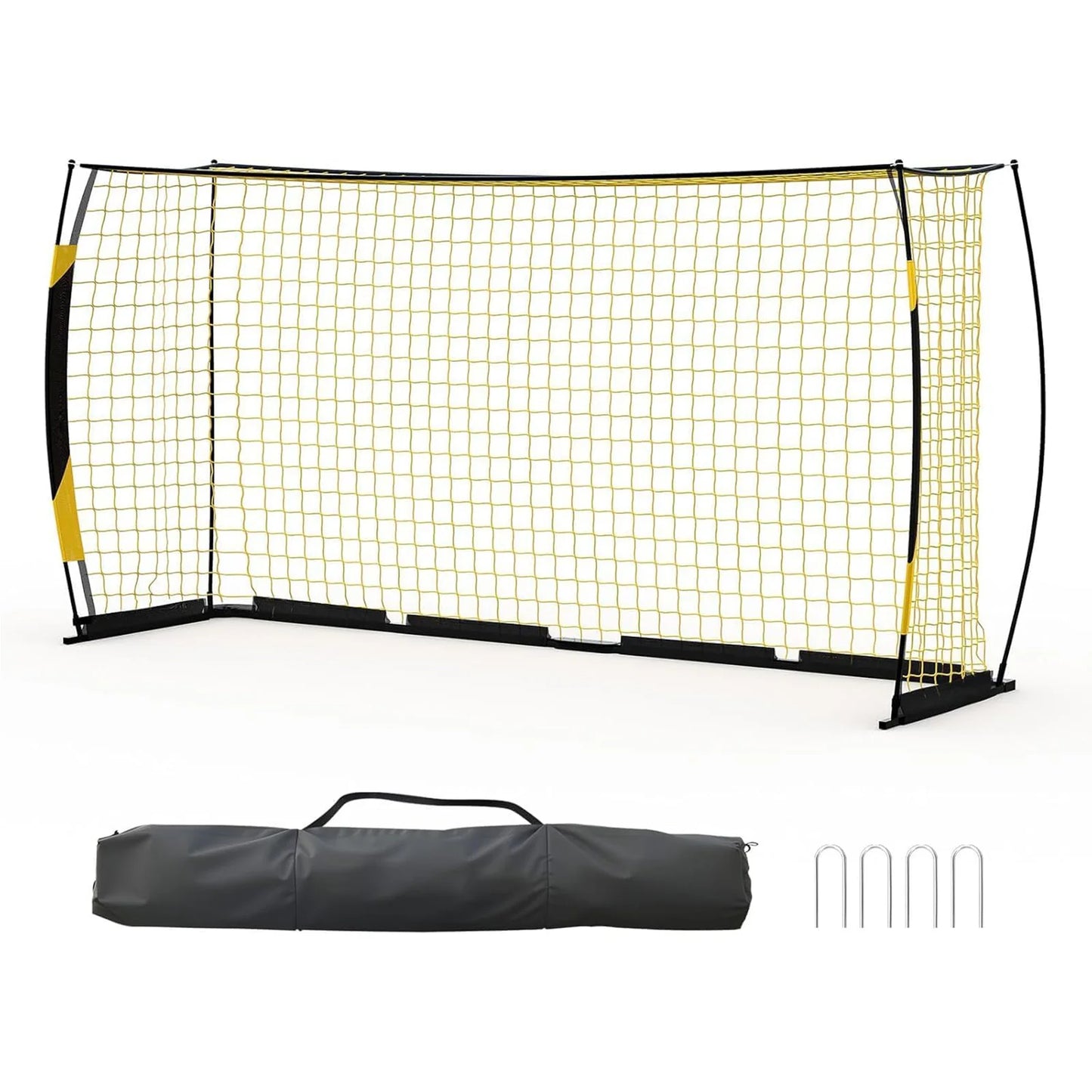 12x6ft Portable Soccer Goal Heavy Duty Metal Frame Foldable Backyard Soccer Net Fiberglass Support Training Equipment With Bag