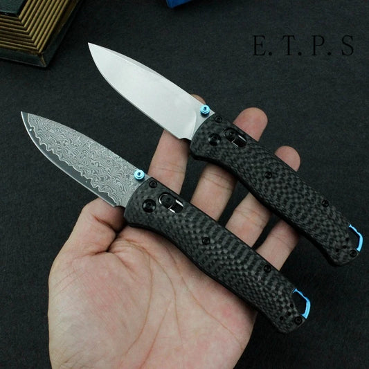 Bugout 535 Outdoor Folding Pocket Knife Damascus Steel Carbon Fiber Handle Hunting Knife Camping Fishing EDC Tools