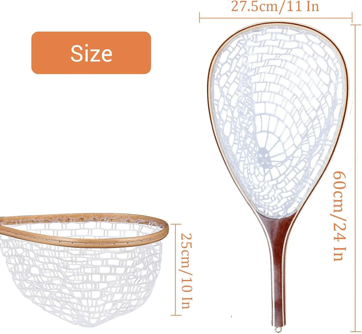 HiMISS Trout Fly Fishing Net With Wooden Handle for Release