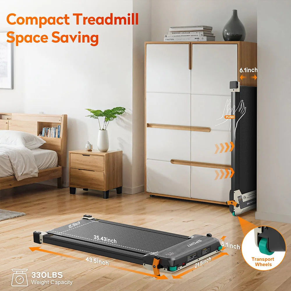 Akluer 520 Dual-Sided Under Desk Treadmill with Shiatsu Foot Massager, Walking Pad with Incline, 2.5HP Quiet Motor, LED Display, Remote Control, 150kg (330 LBS) Capacity, 900*400mm Running Area, Local delivery