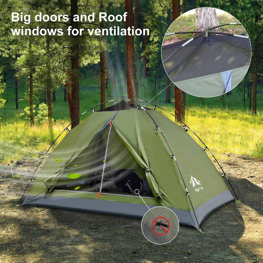 Night Cat Upgraded Backpacking Tents 1- 2 Persons Easy Clip Setup Camping Tent Adults Heavy Rainproof Compact Lightweight