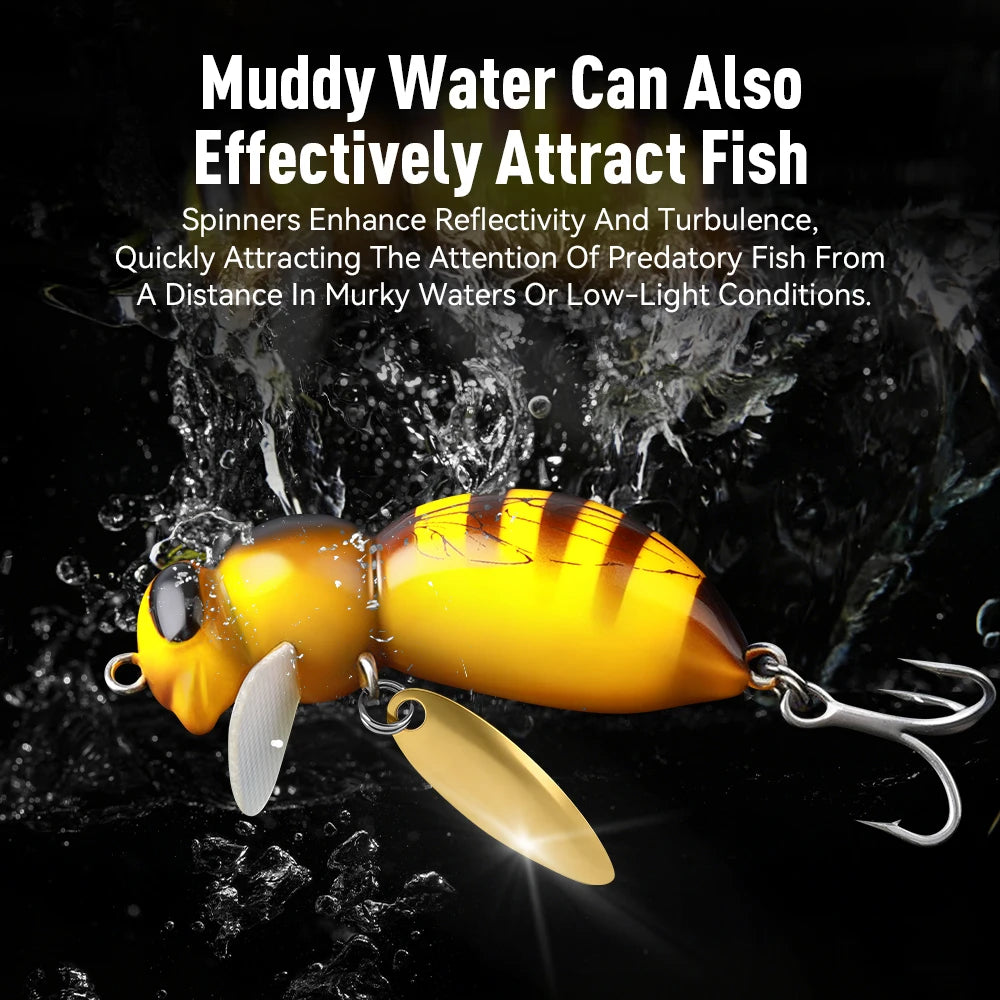Kingdom 3Pcs Wasp Minnow Topwater Fishing Lure Two Types 35mm 3.9g Floating Spinner Single Hook Artificial Hard Baits Bass Pike