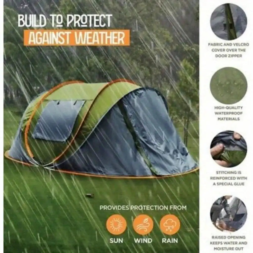 Camping Tent Pop Up With Two Doors UPF50 Waterproof