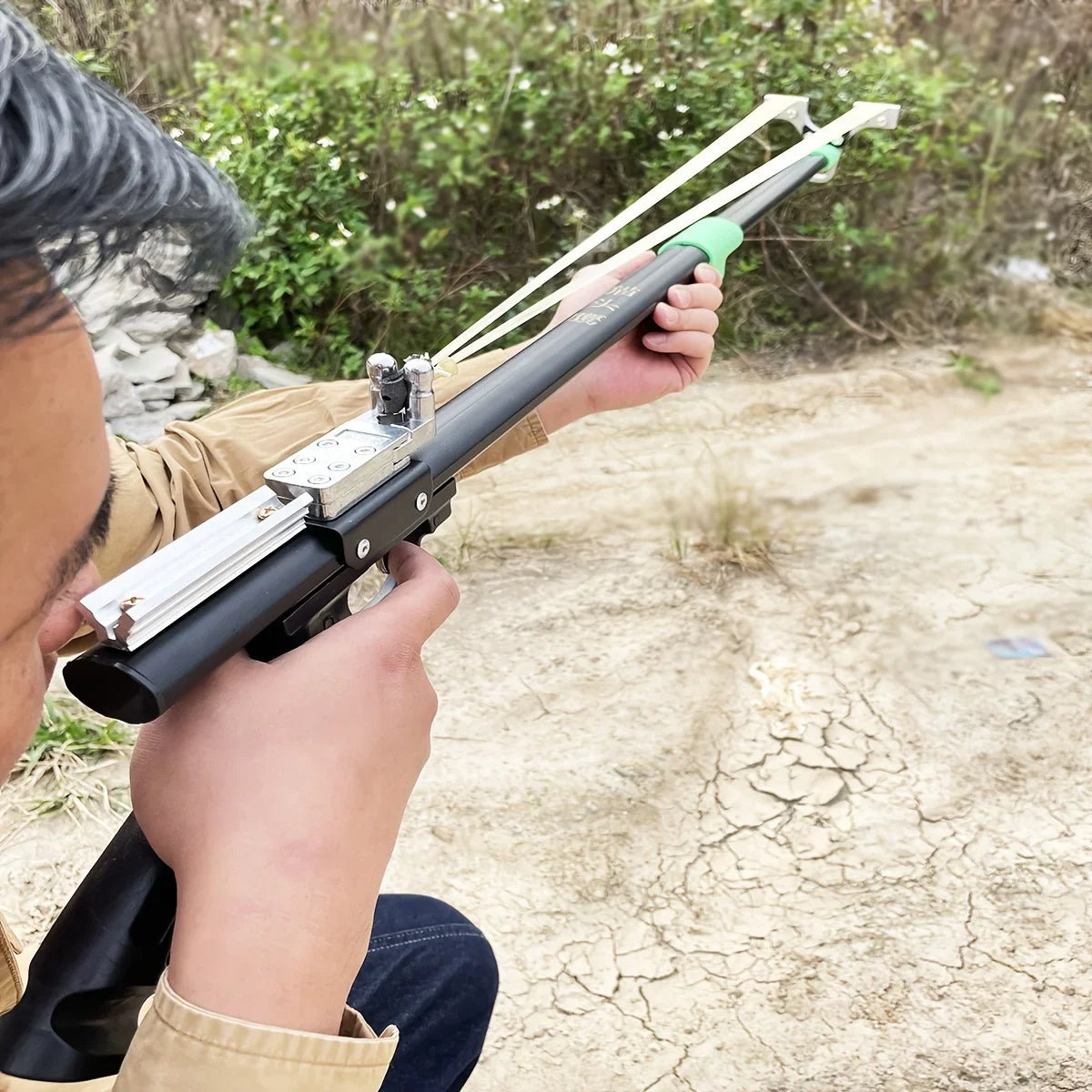 Slingshot Launcher With Telescopic Rods For Precision Hunting