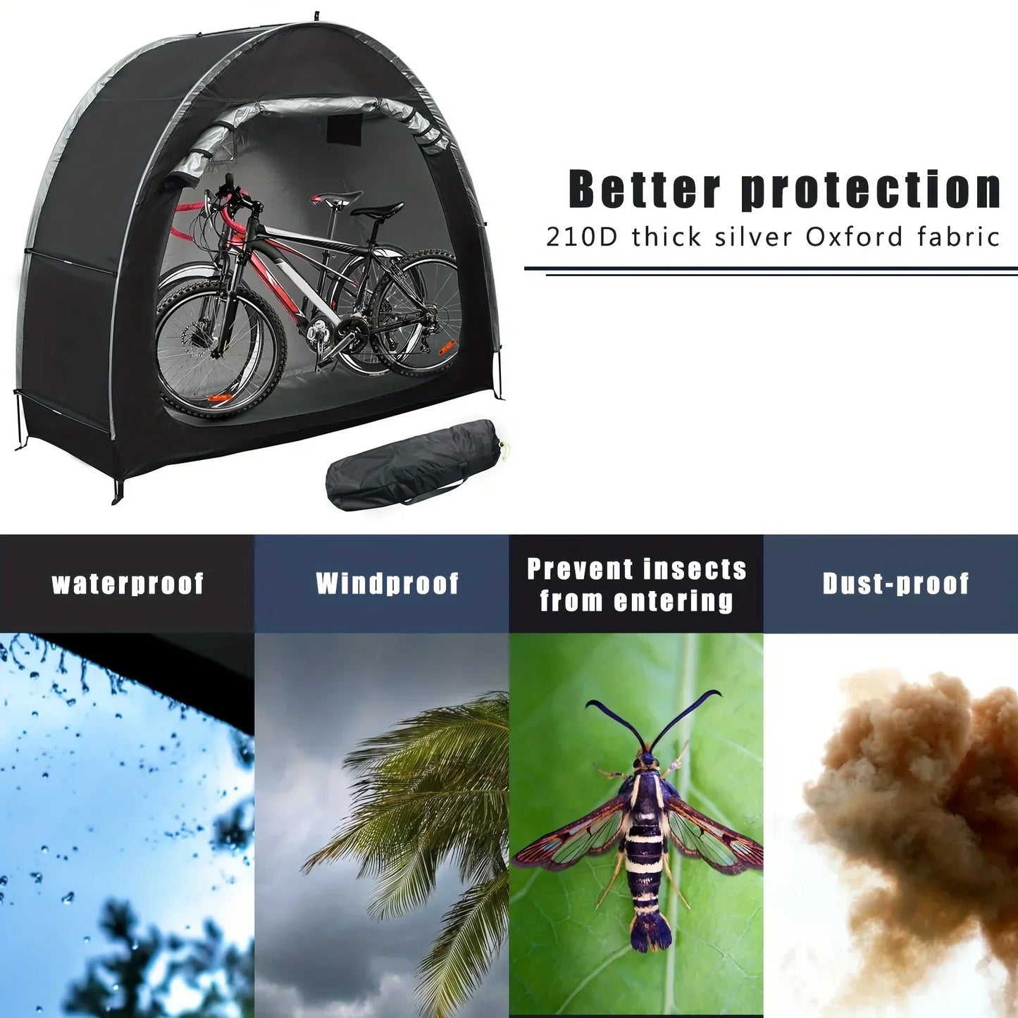 Foldable Outdoor Bicycle Tent With Large Storage Space Waterproof