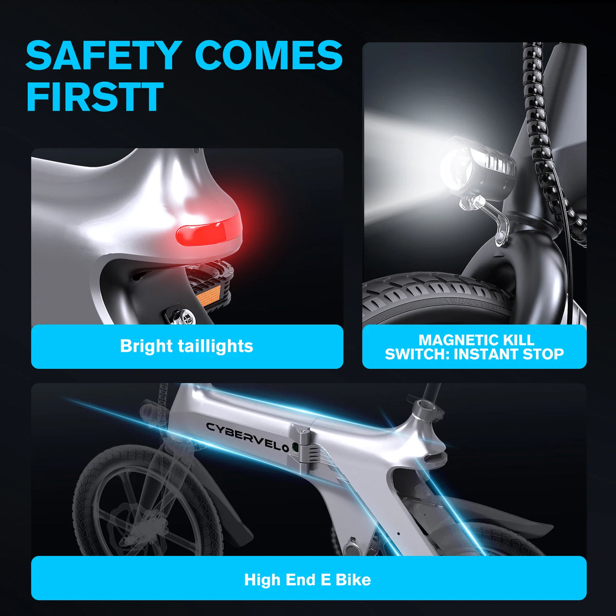 CYBERVELO Foldable Electric Commuter Bike With 500W Peak Motor