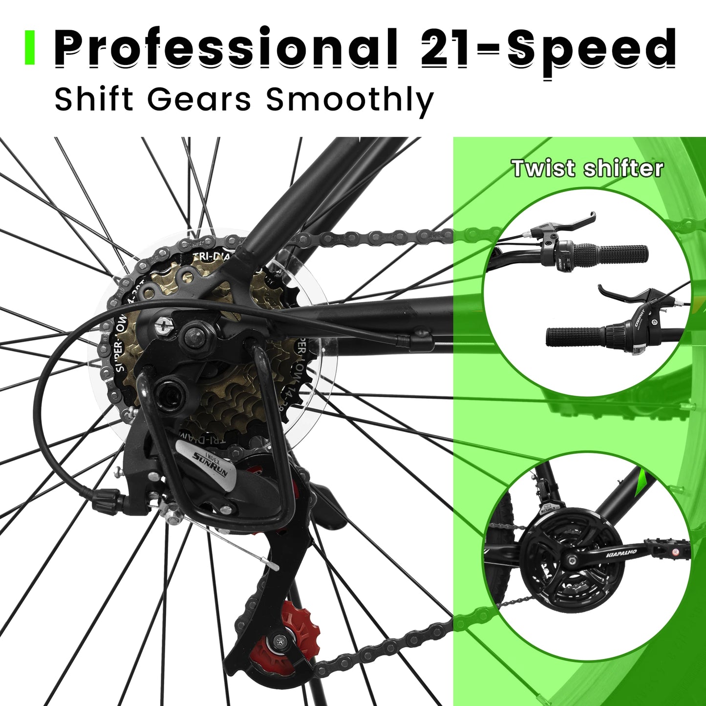 Ecarpat Unisex Mountain Bike 21 Speed Dual V Brake