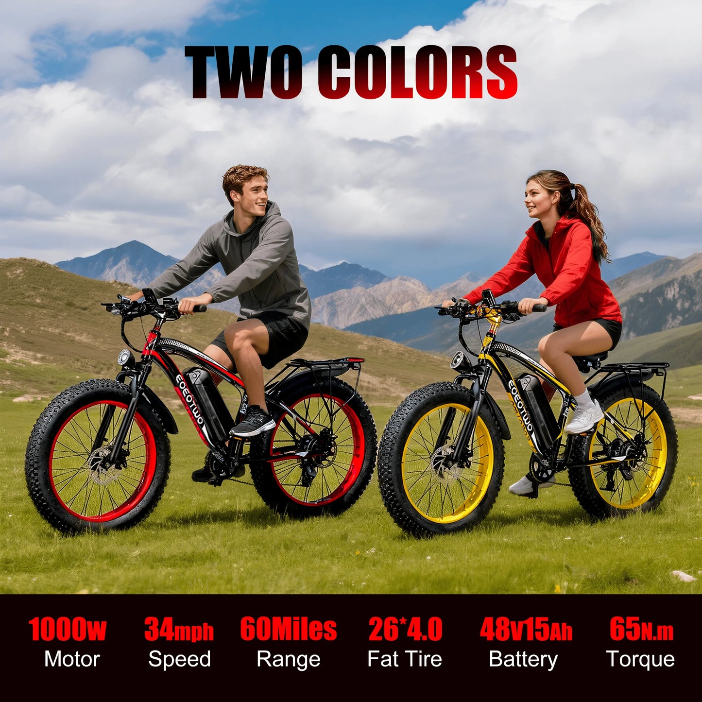 EOEOTWO 1500W Fat Tire Electric Mountain Bike