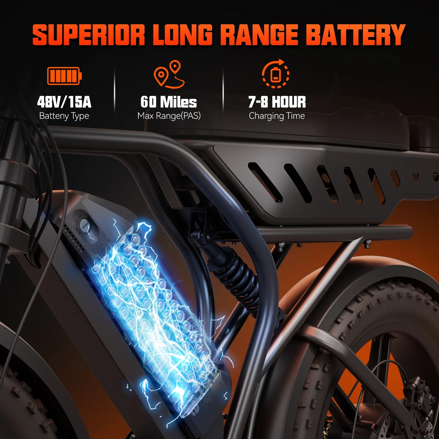 TST 1500W Electric Bike For Adults 48V Battery 7 Speed Off Road