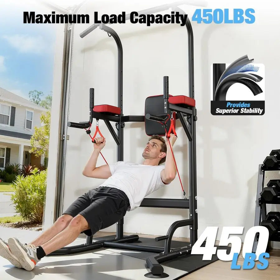 MBVM Power Tower Pull Up Bar Station 450LBS Fitness Equipment