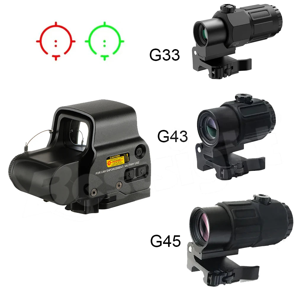 558 Red Dot Sight G33/G43/G45 Magnifier 558+G33 Holographic Sight with Switch to Side QD 20mm Rail Mount