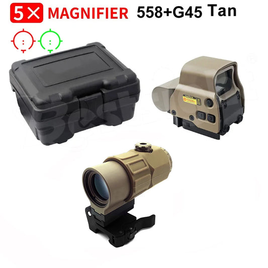 558 Red Dot Sight G33/G43/G45 Magnifier 558+G33 Holographic Sight with Switch to Side QD 20mm Rail Mount