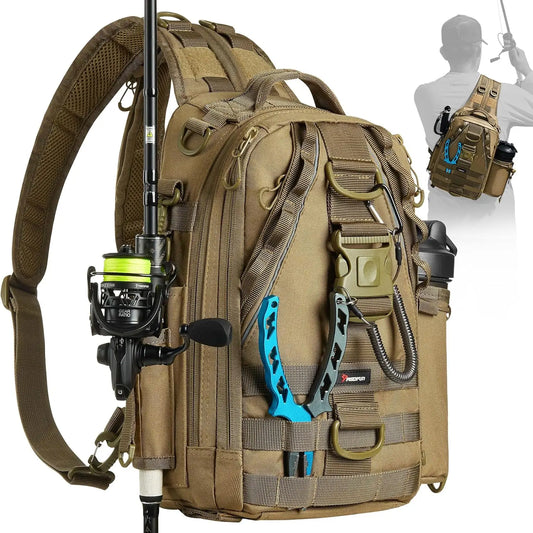 Water Resistant Fishing Tackle Backpack With Rod and Gear Holder