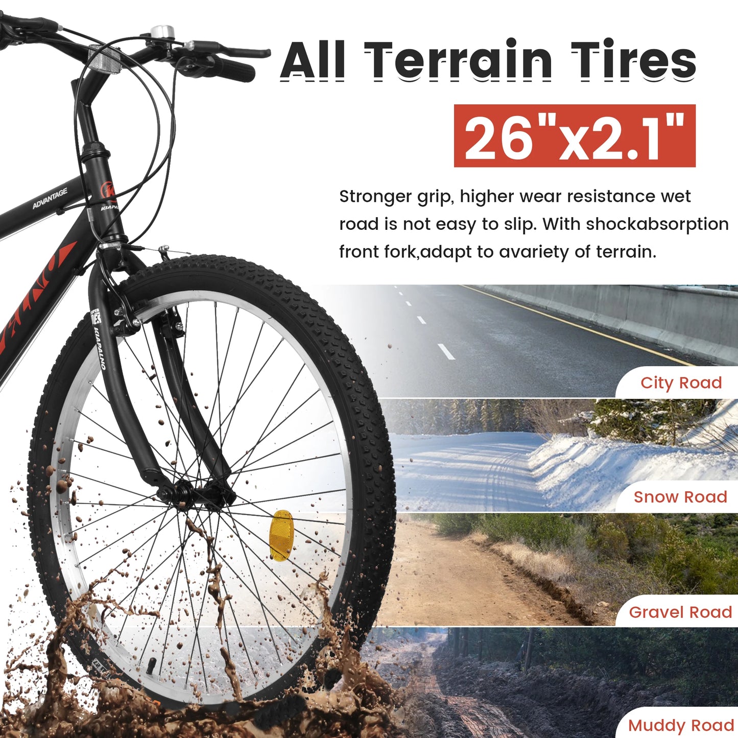 Ecarpat Unisex Mountain Bike 21 Speed Dual V Brake
