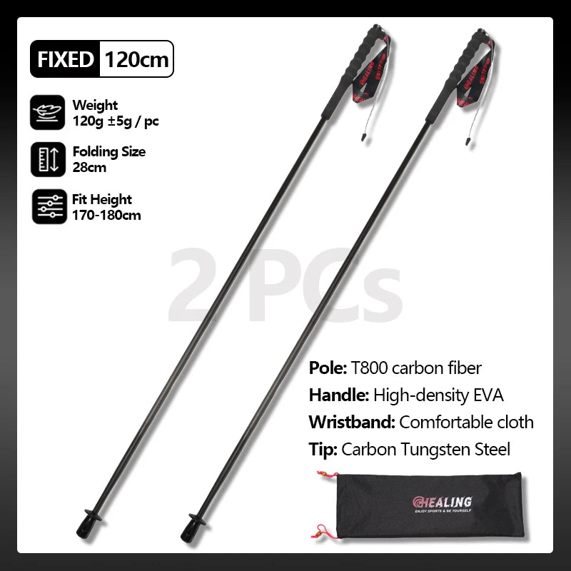 OKHEALINGCN Ultralight Trekking Poles Carbon Fiber 2-Piece