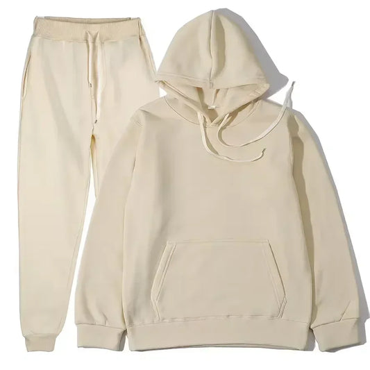 Winter Tracksuit Women Two Piece Set Hooded Sweatpants Casual Sportswear