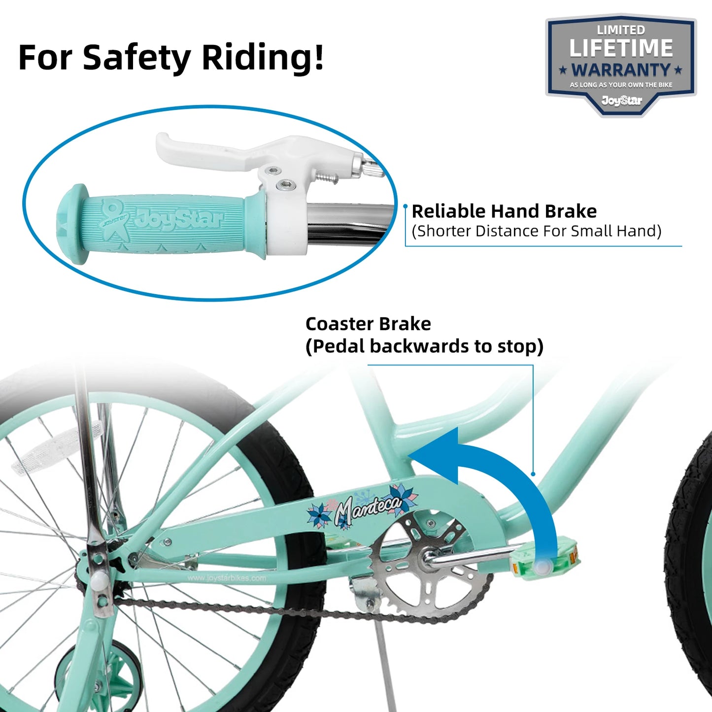 JOYSTAR Girls Bike With Training Wheels And Handbrake