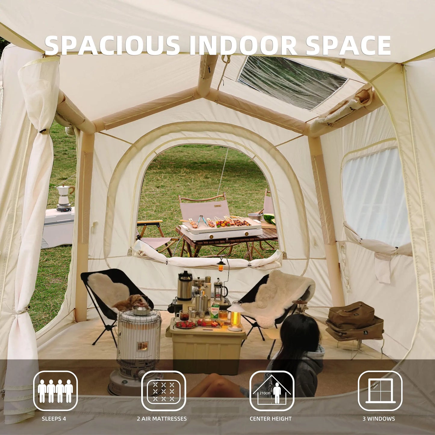 Inflatable Camping Tent With Easy Setup Waterproof Air Glamping Tent