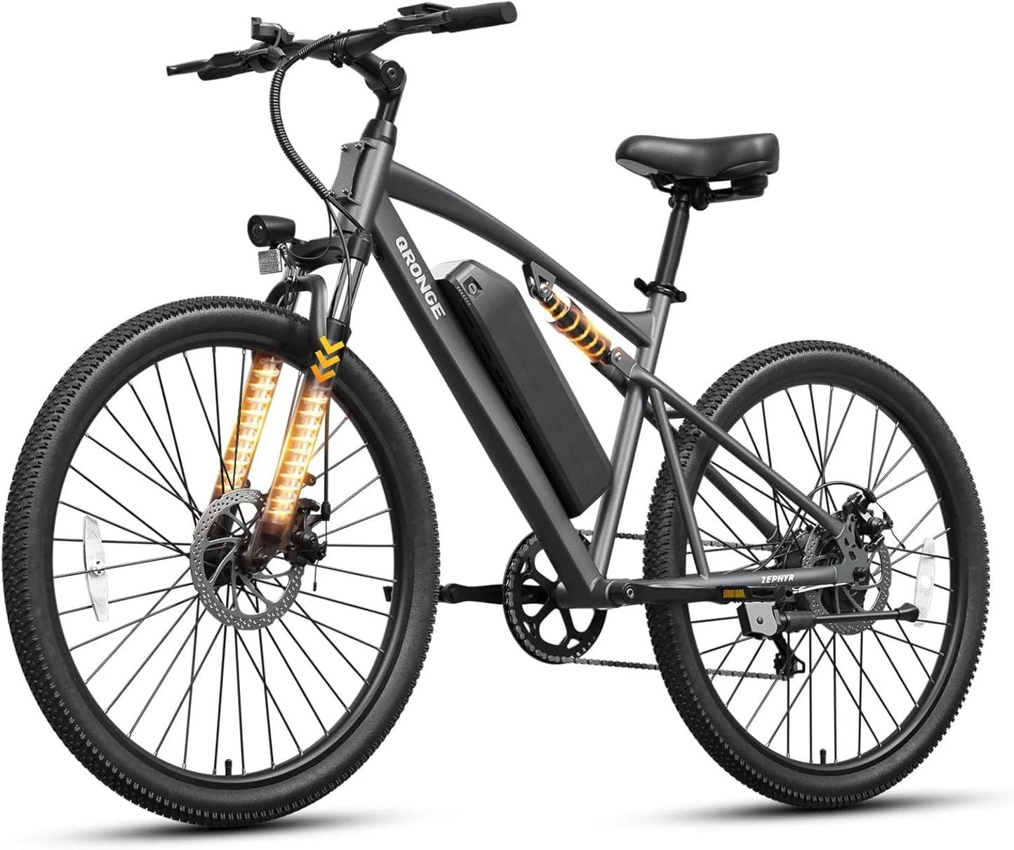 QRONGE Zephyr Electric Bike for Adults 1000W Peak Motor 486Wh Battery Mountain Electric Bicycle 26'' Tire Full Suspension E-bike