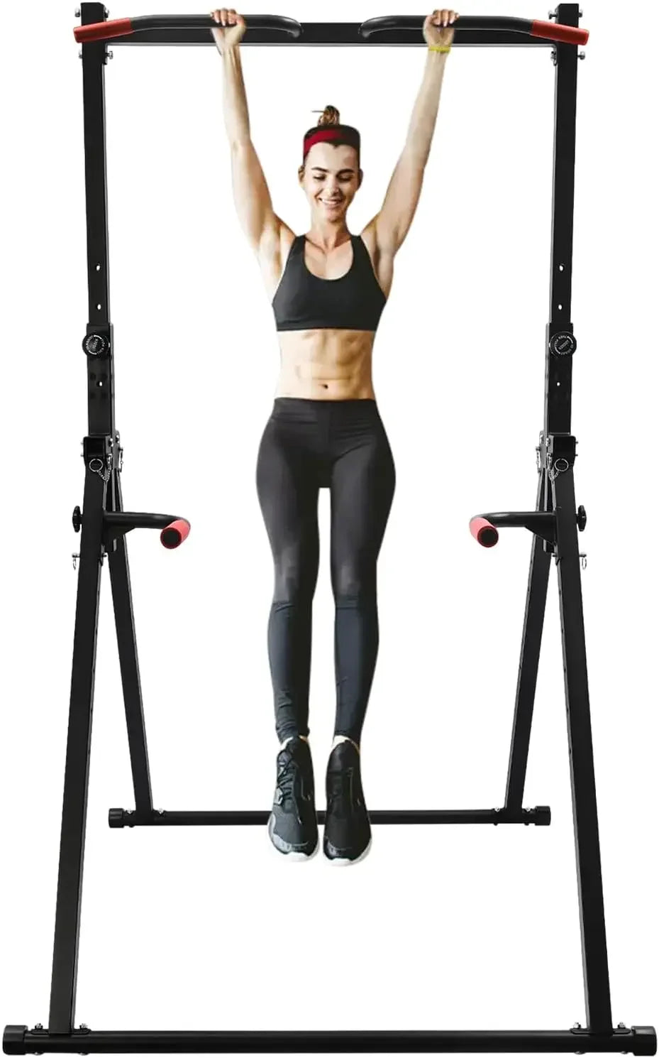 NEW Foldable Power Tower Dip Station, Height Adjustable,175cm-230 cm, Triangular Pull Up Station, 200kg, Multifunctional Fitness