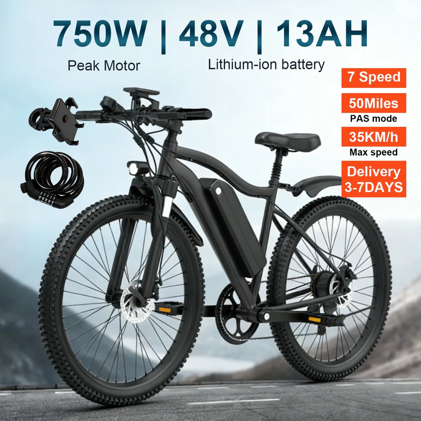 Toofly Mountain E Bike 48V 13Ah Removable Battery 500W Motor