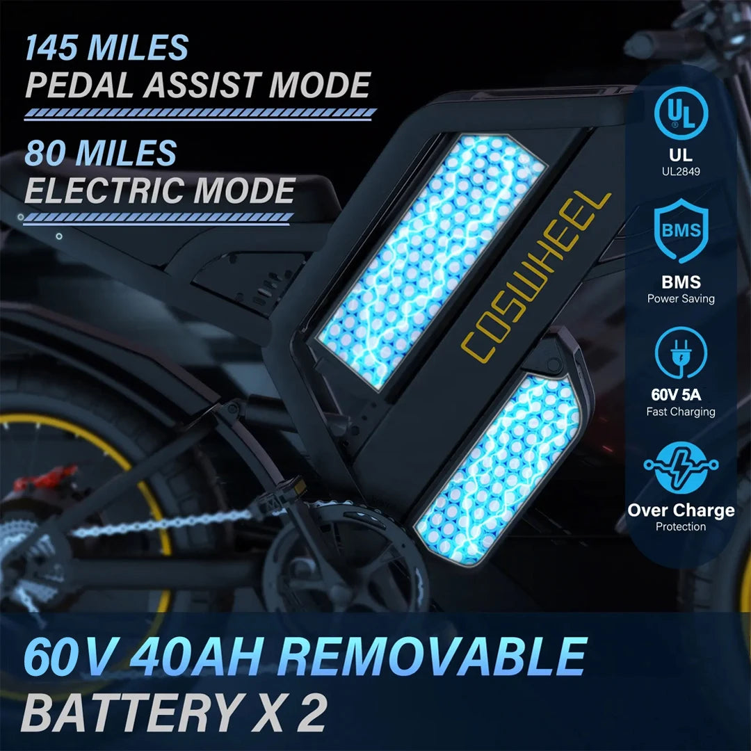 COSWHEEL GT20 Max Electric Motorcycles 2000W Brushless Gearless Motors 60V40AH Lithium Battery Speed 70Kmh Adult Off Road Ebike