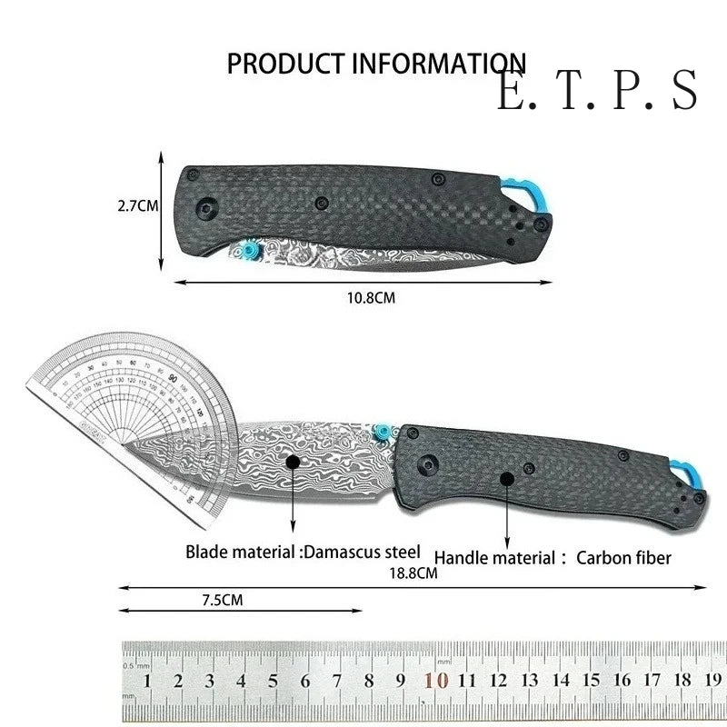 DIY Supplies Bugout 535 Outdoor Folding Knife With Damascus Steel Blade
