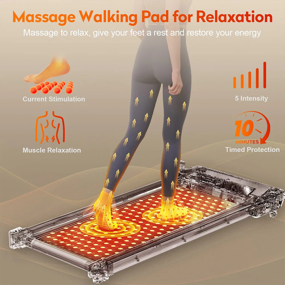 Akluer 520 Dual-Sided Under Desk Treadmill with Shiatsu Foot Massager, Walking Pad with Incline, 2.5HP Quiet Motor, LED Display, Remote Control, 150kg (330 LBS) Capacity, 900*400mm Running Area, Local delivery