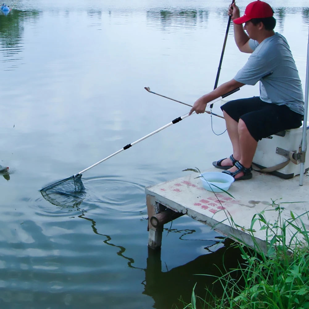 Fishing Landing Net With Telescopic Pole Anti Slip Handle